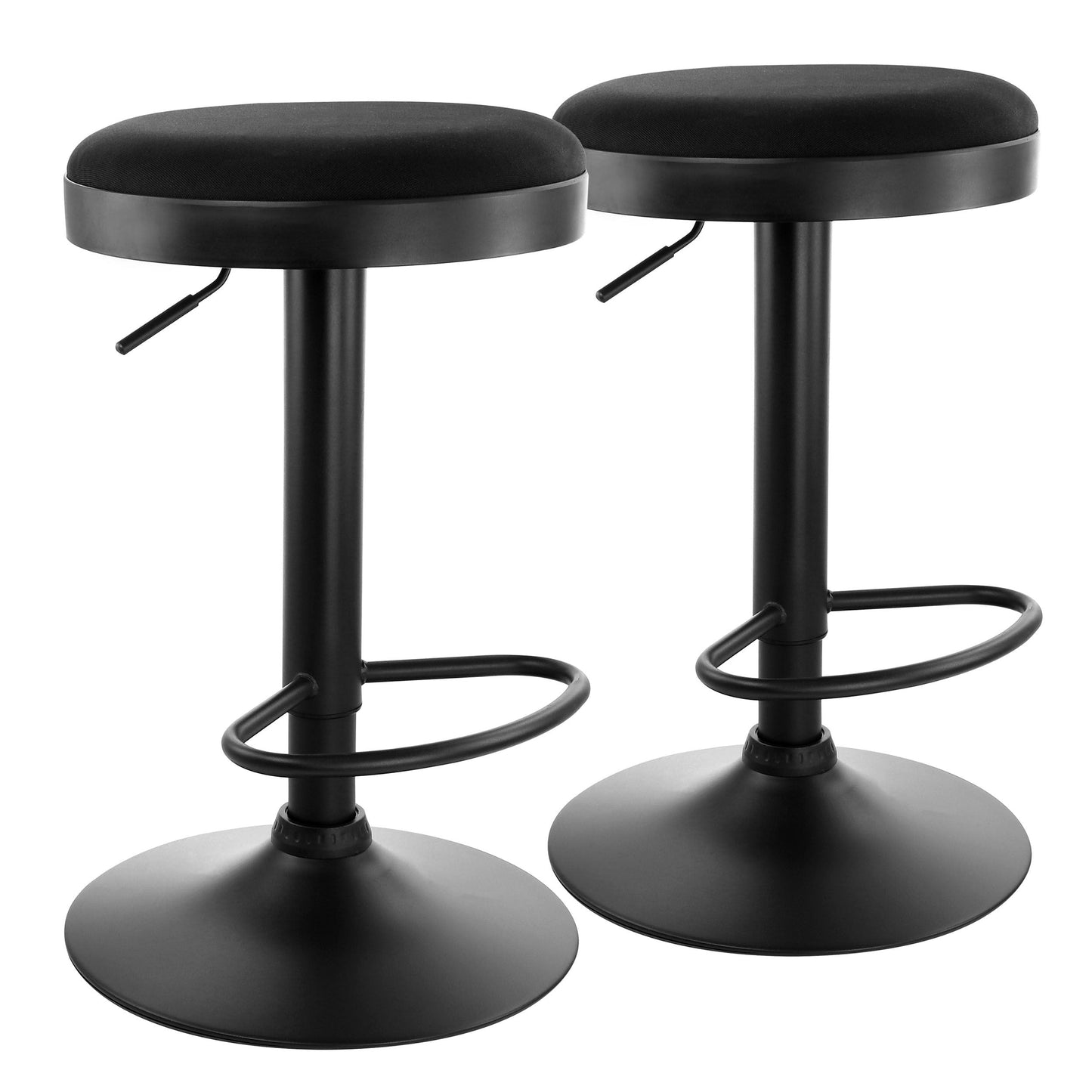 Elama 2 Piece Backless Adjustable Fabric Bar Stool in Black with Black Base W2B