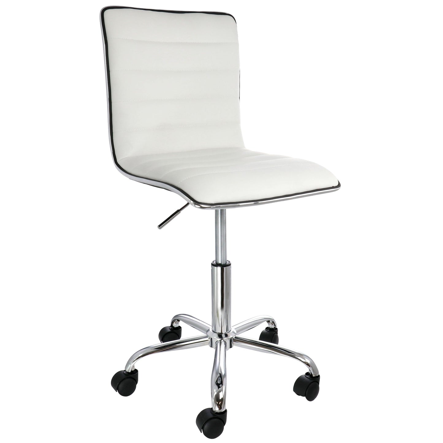 Elama Faux Leather Adjustable Rolling Office Chair in White W2B