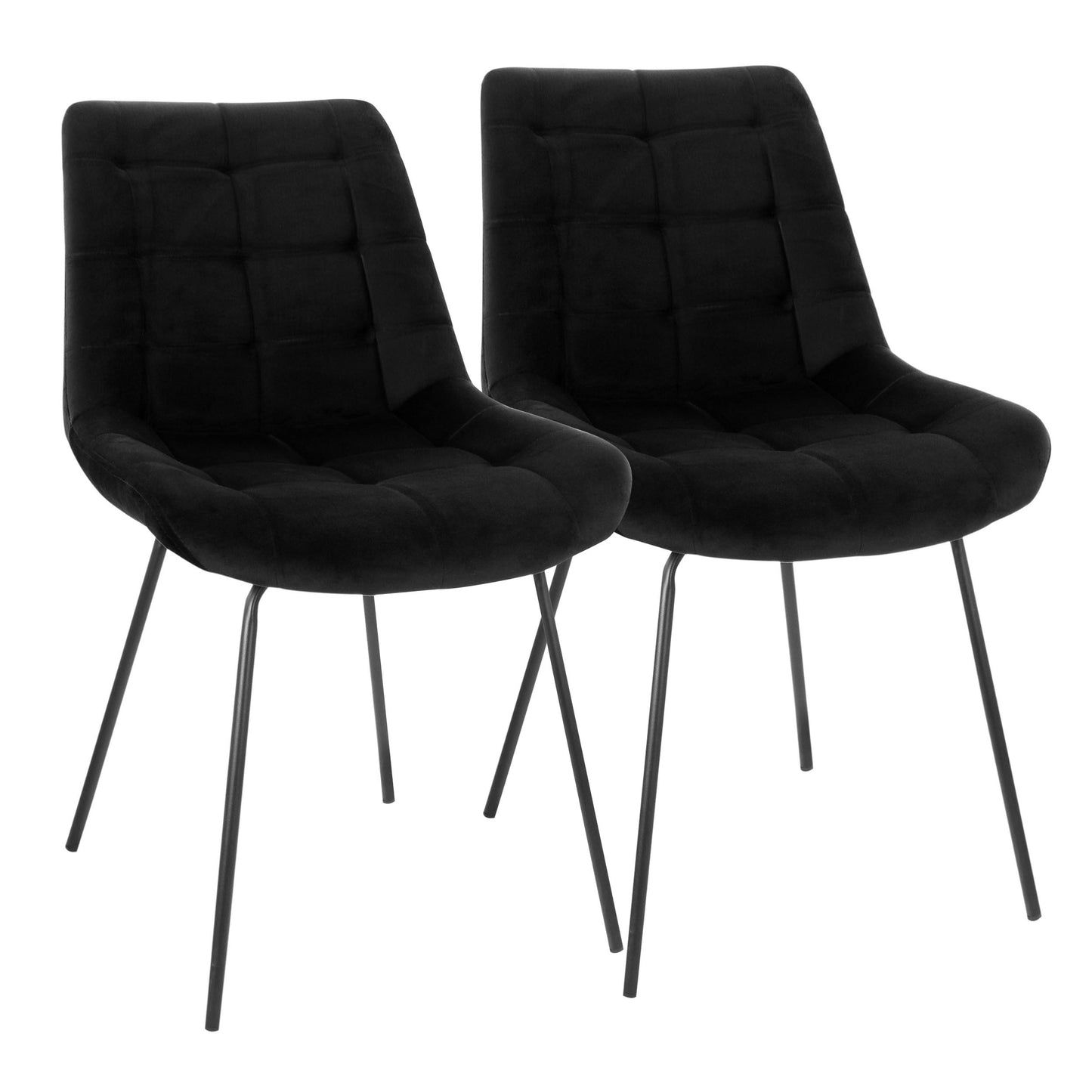 Elama 2 Piece Tufted Chair in Black with Metal Legs W2B