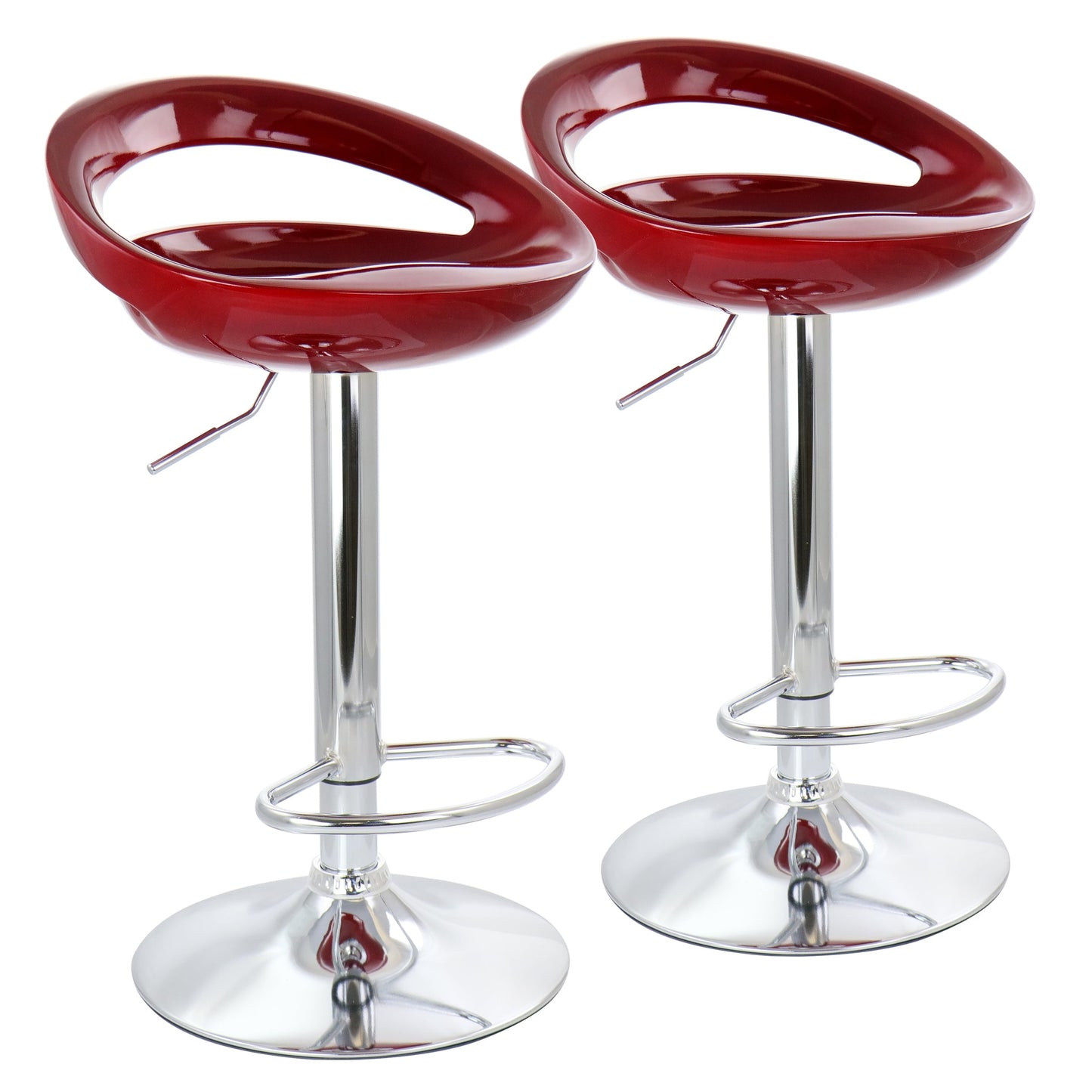 Elama 2 Piece Retro Adjustable Bar Stool in Cherry with Chrome Base W2B