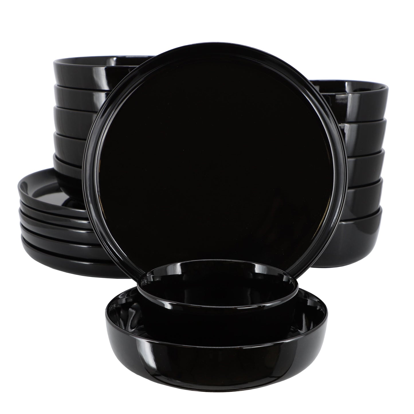 Elama Duncan 18 Piece Porcelain Dinnerware Set in Black W2B