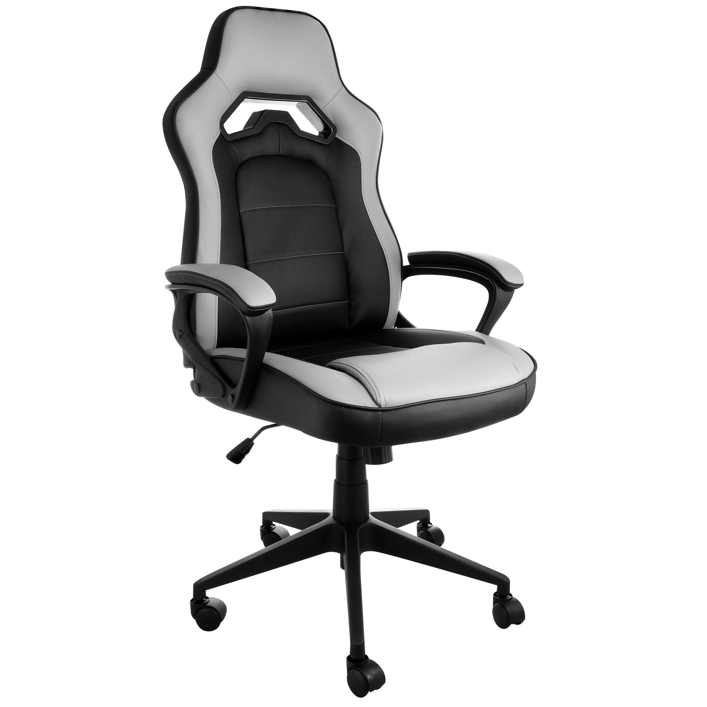 Elama High Back Adjustable Faux Leather Office Chair in Gray and Black W2B