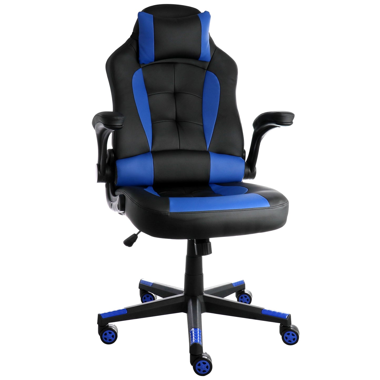 Elama High Back Adjustable Faux Leather Gaming Chair in Black and Blue W2B