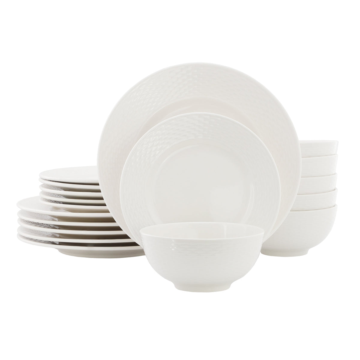 Elama Fiona 18 Piece Stoneware Dinnerware Set in White W2B