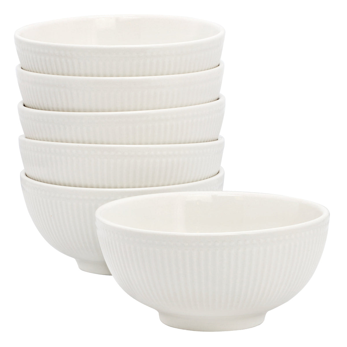 Elama Gretel 6 Piece Round Stoneware Cereal Bowl Set in White W2B