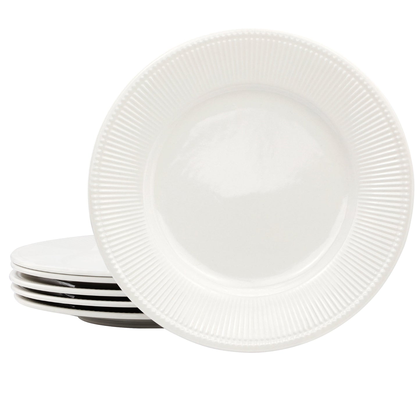 Elama Gretel 6 Piece Round Stoneware Dinner Plate Set in White W2B