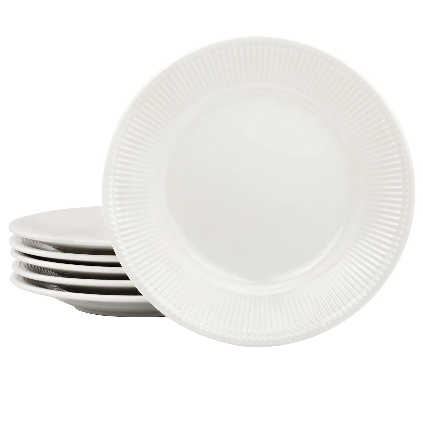 Elama Gretel 6 Piece Round Stoneware Salad Plate Set in White W2B
