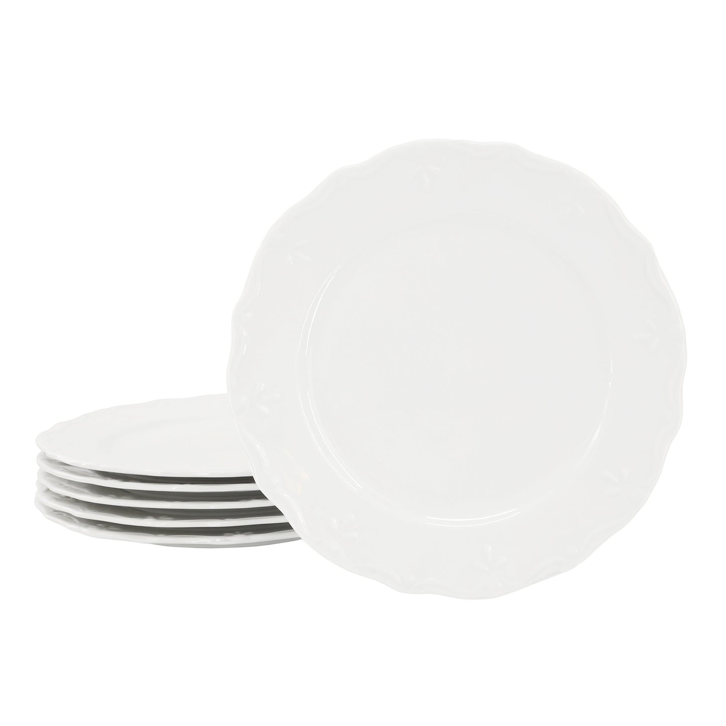 Elama Henryi 6 Piece 8.75 Inch Porcelain Salad Plate Set in White W2B