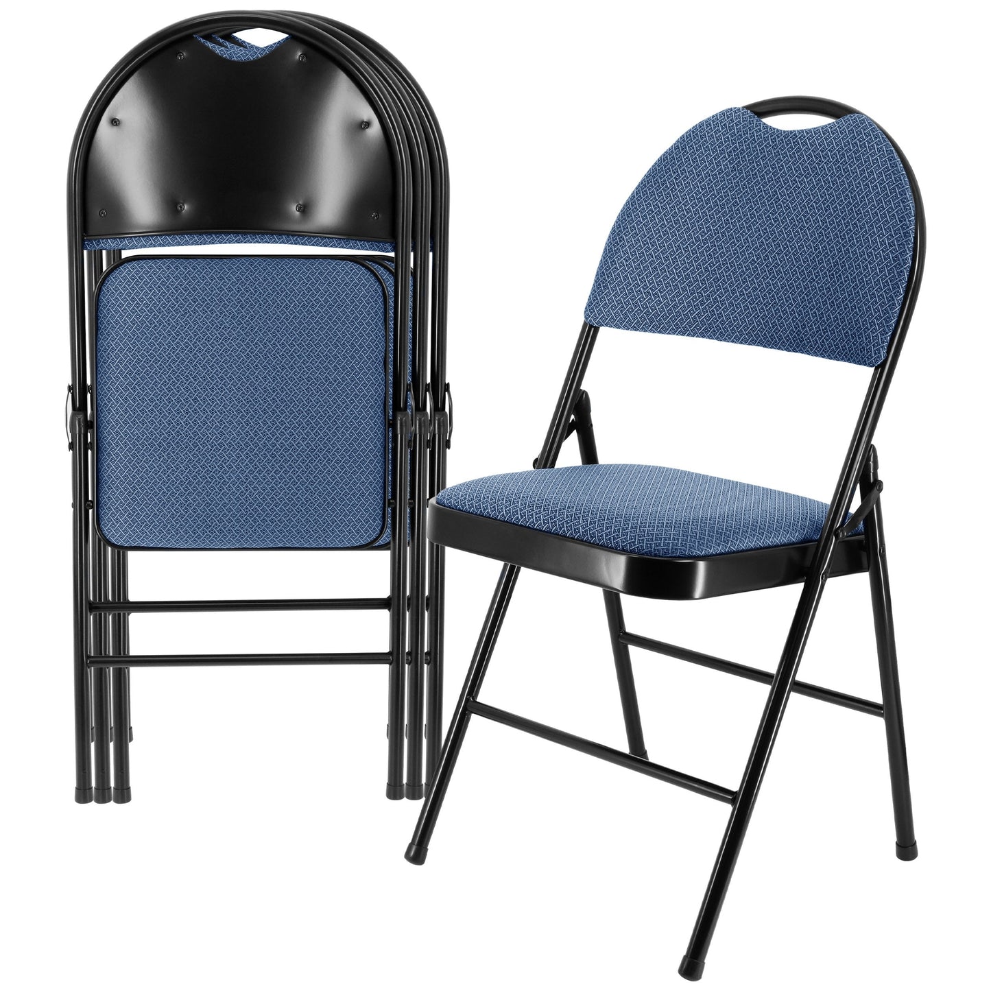 Elama 4 Piece Metal Folding Chair with Padded Seats in Dark Blue W2B