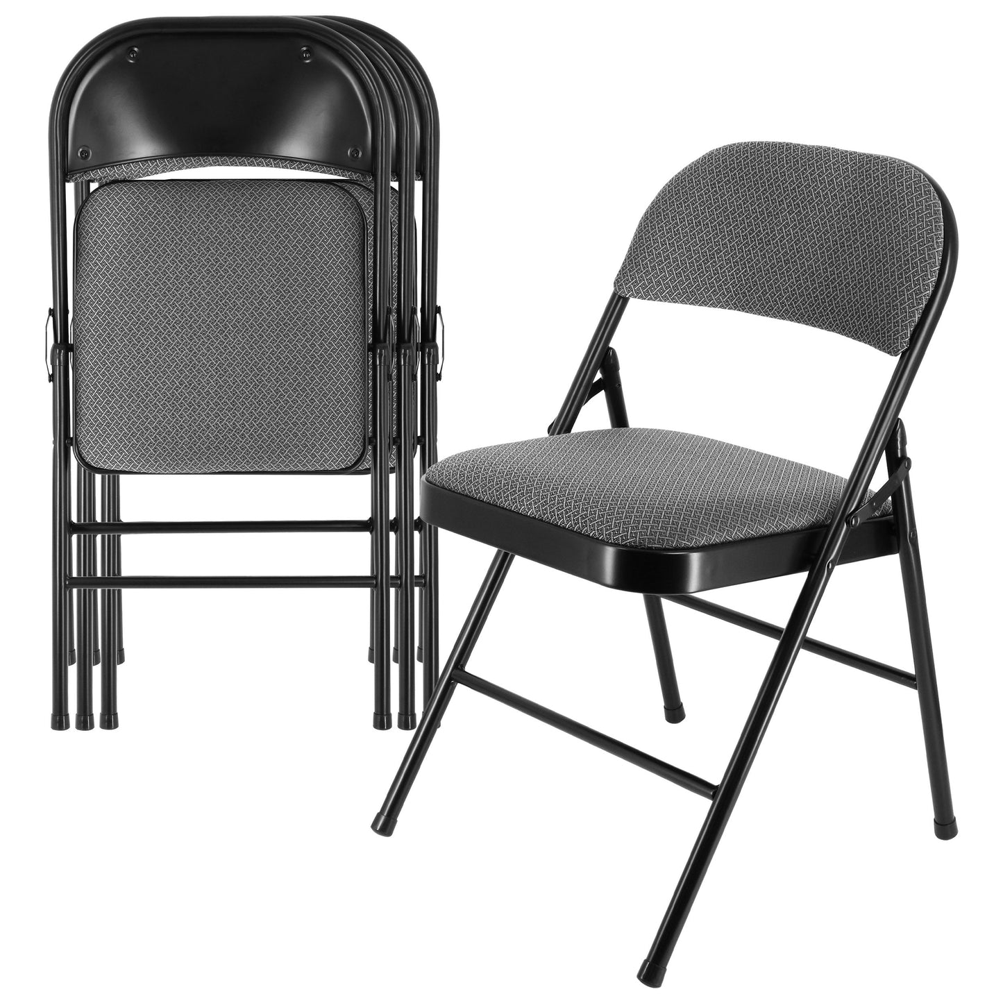 Elama 4 Piece Metal Folding Chair with Padded Seats in Gray W2B