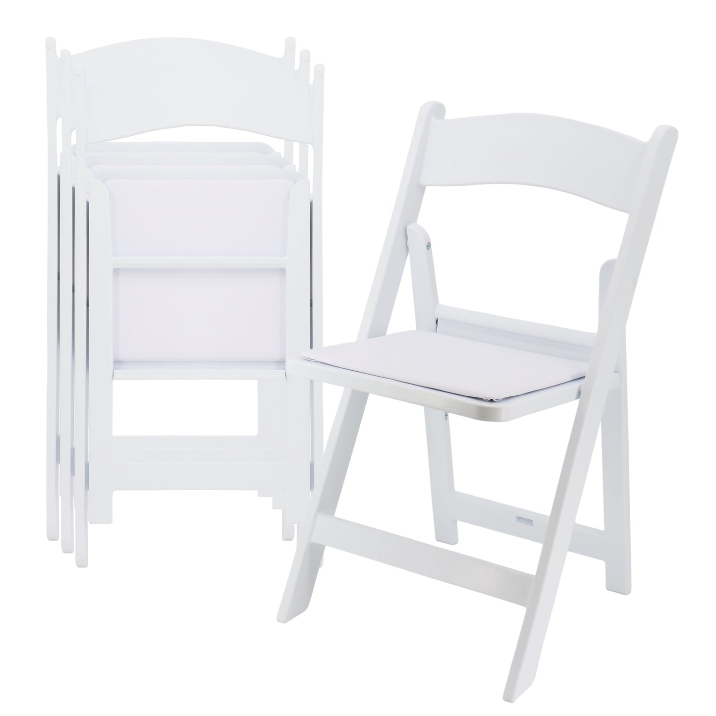 Elama 4 Piece Plastic Folding Resin Chair in White with Removable Seat Pad W2B