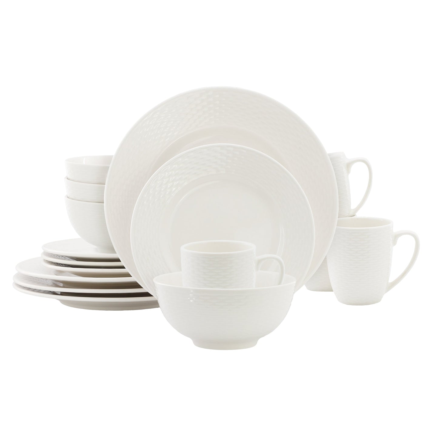 Elama Ophelia 16 Piece Stoneware Dinnerware Set in White W2B