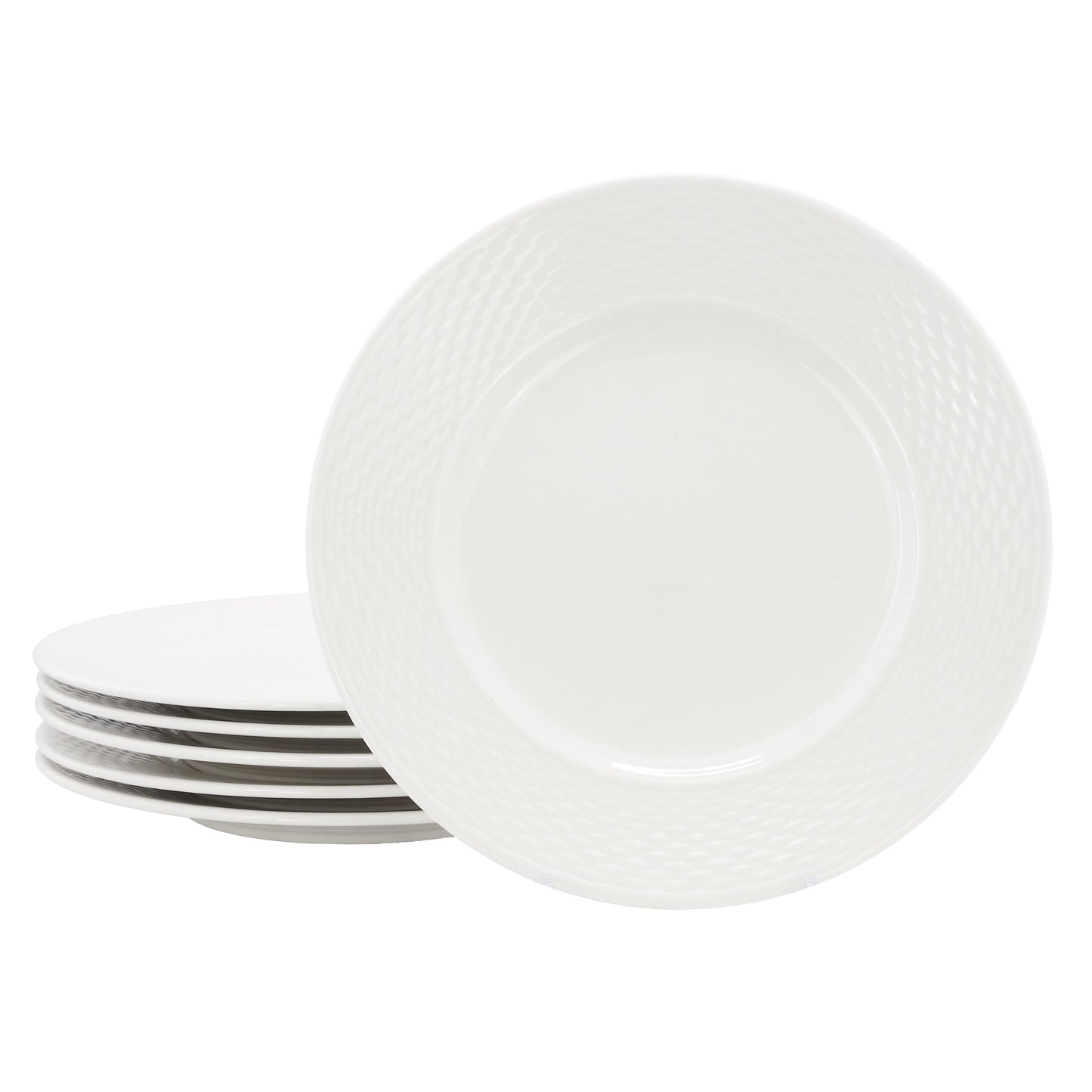 Elama Ophelia 6 Piece Stoneware Dinner Plate Set in White W2B