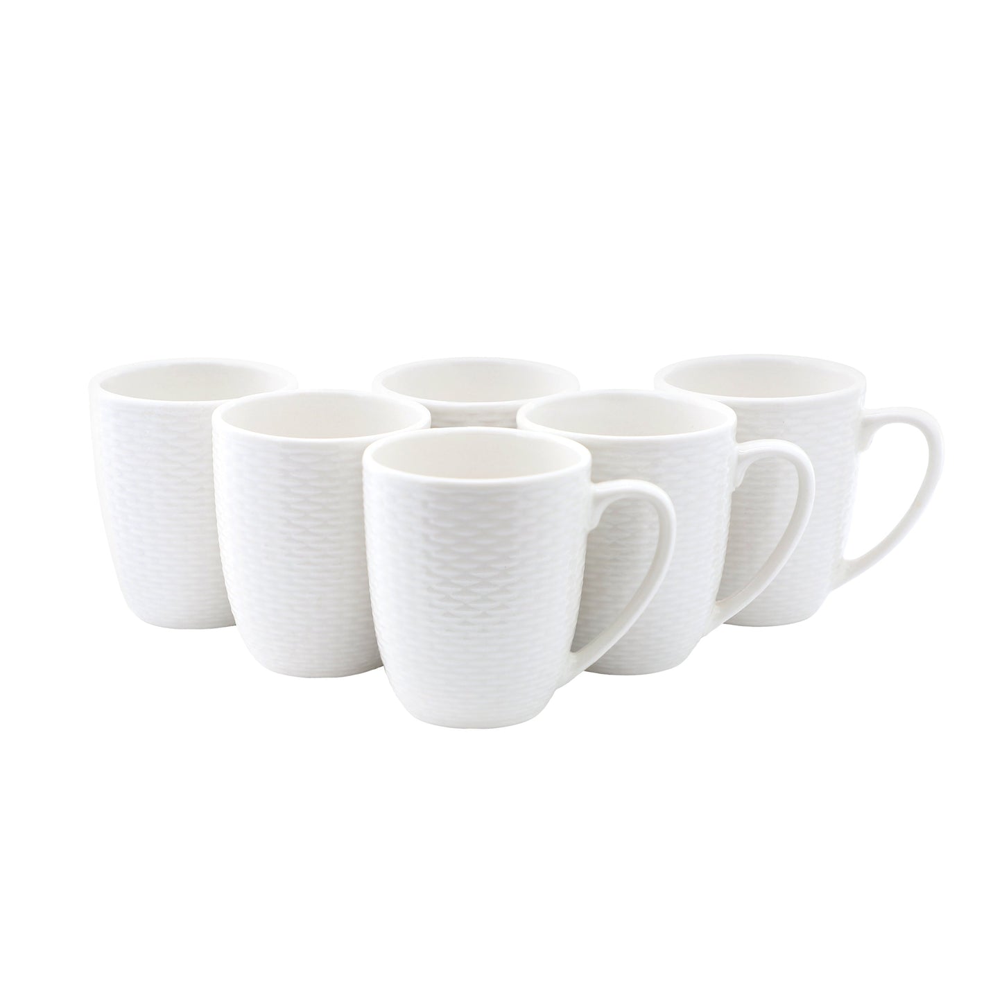 Elama Ophelia 6 Piece Stoneware 12 Ounce Mug Set in White W2B