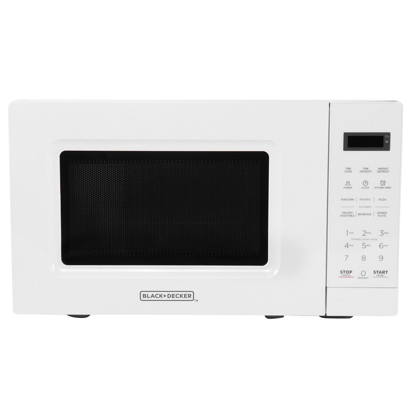 Black and Decker 0.7 Cu Ft 700 Watt LED Digital Microwave Oven in White with Child Safety Lock W2B
