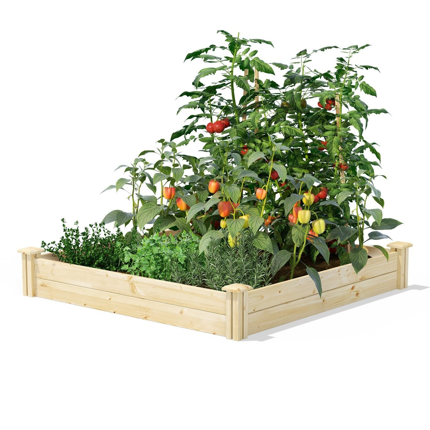 4 ft x 4 ft Pine Wood Raised Garden Bed - Made in USA FastFurnishings