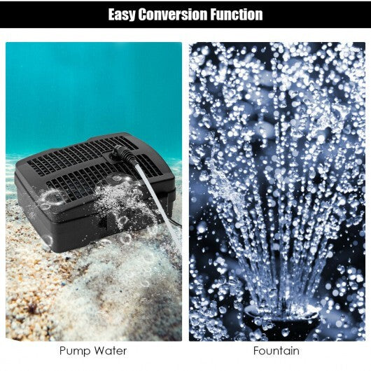 All-in-One 660 GPH Pond Filter Pump with Sterilizer and Fountain Jet - Color: Black W2B