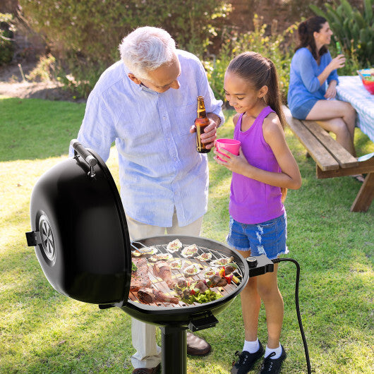 1600W Portable Electric BBQ Grill with Removable Non-Stick Rack-Black W2B