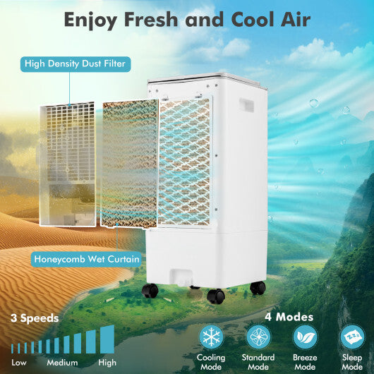 3-in-1 Evaporative Portable Air Cooler with 3 Modes include Remote Control-White W2B