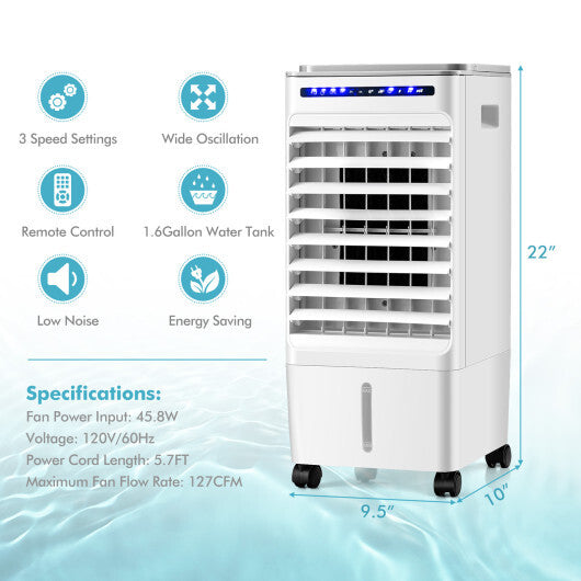 3-in-1 Evaporative Portable Air Cooler with 3 Modes include Remote Control-White W2B