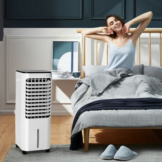 4-in-1 Evaporative Air Cooler with 12L Water Tank and 4 Ice Boxes-White W2B