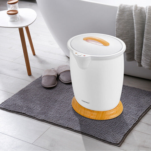 Bathroom Towel Warmer Bucket with Fragrance Holder and Auto Shut-White W2B