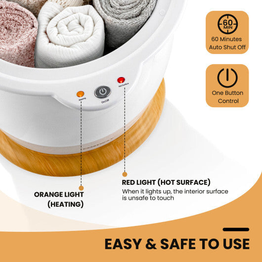 Bathroom Towel Warmer Bucket with Fragrance Holder and Auto Shut-White W2B