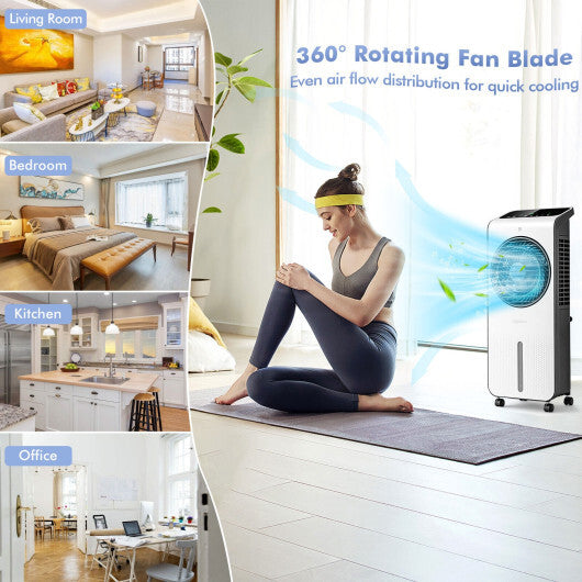 3-in-1 Evaporative Air Cooler with 12H Timer Remote-White W2B
