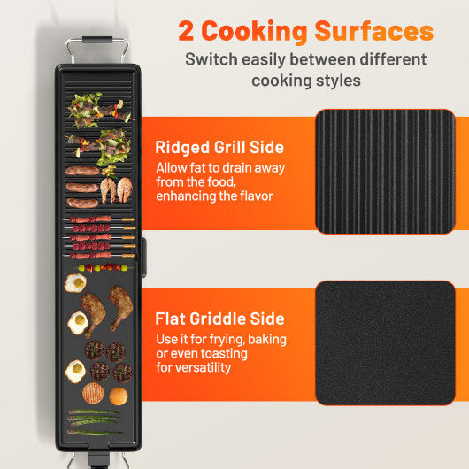 39.5 Inch Extra Large Electric Griddle with 2 Cooking Surface and Adjustable Temperatures W2B