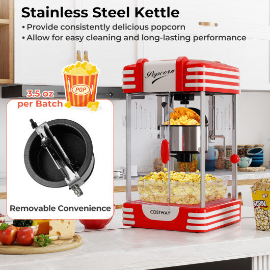 Theater Style Countertop Popcorn Maker with Stainless Steel Kettle-Red W2B