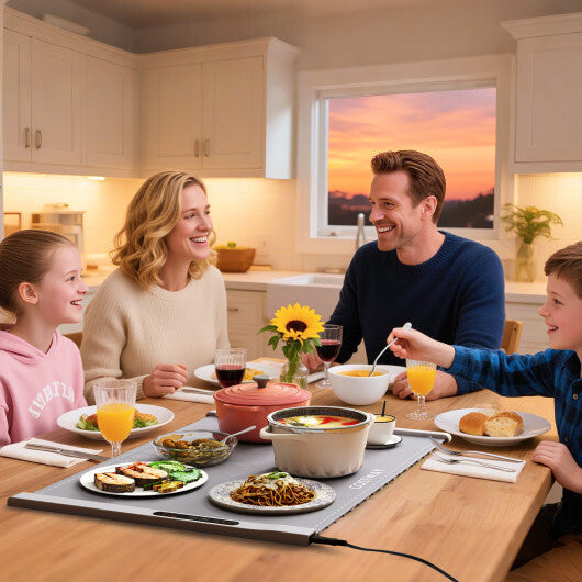 Food Warming Mat Rollable and Portable Electric Warming Tray with Fasting Heating-Gray W2B
