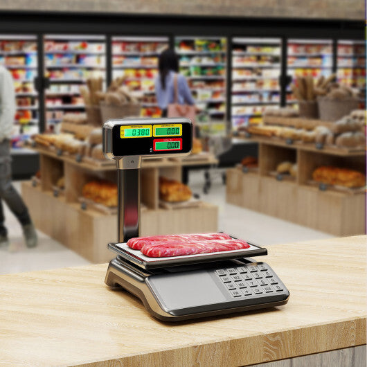 88lb Price Computing Scale with Pole Dual LCD Display Digital Commercial Food Scale W2B