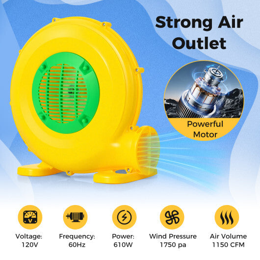 610W Bounce House Blower with Handle and Ground Stakes W2B