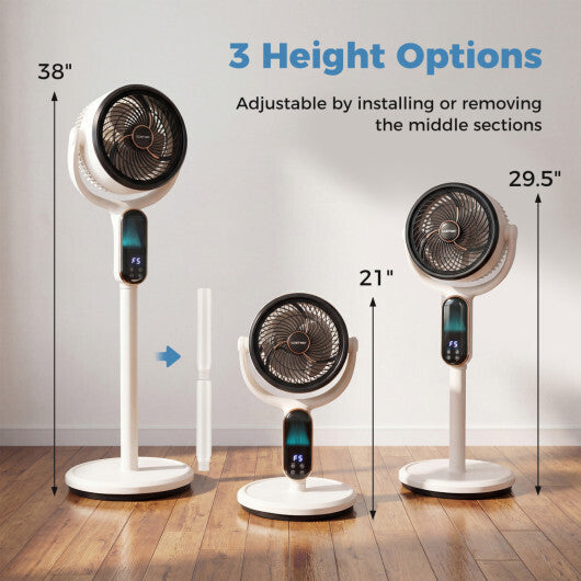Oscillating Pedestal Fan with 8 Speeds Remote and 12H Timer-White W2B