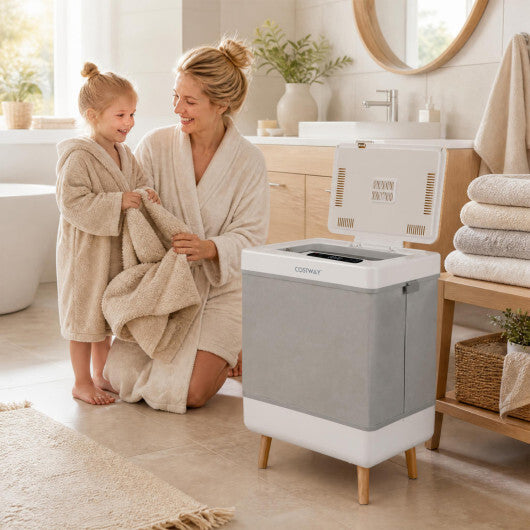 Towel Warmer Bucket with Foldable Design and Auto Shut Off for Bathroom-Natural W2B