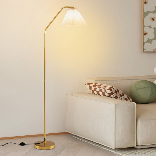 Modern Standing Lamp with Adjustable Lamp Head and Pleated Lampshade