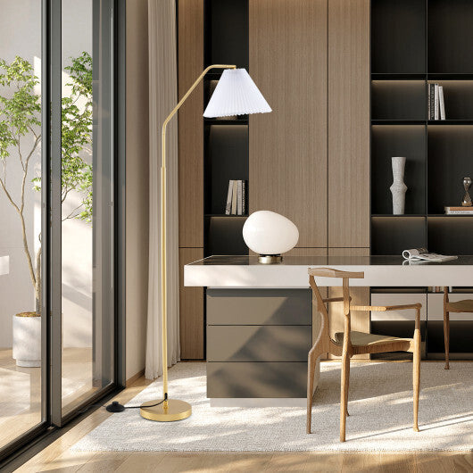 Modern Standing Lamp with Adjustable Lamp Head and Pleated Lampshade W2B