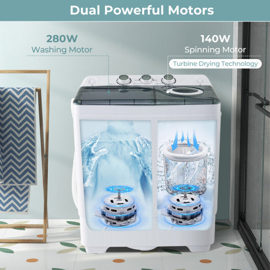 Portable Twin Tub Washing Machine with Timer Control W2B