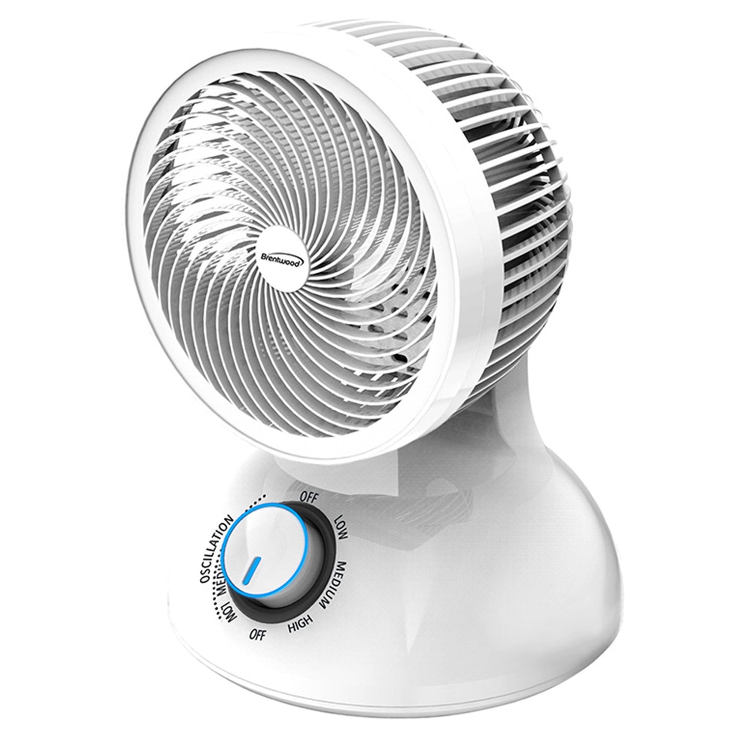 Brentwood 6 Inch Three Speed Oscllating Circulator Desktop Fan with Timer and Remote Control in White W2B