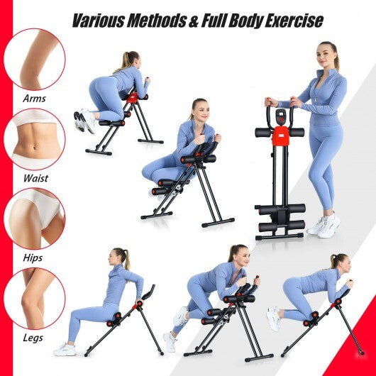 Foldable Adjustable Core Abdominal Trainer with 3 Adjustable Resistance and LCD Display W2B