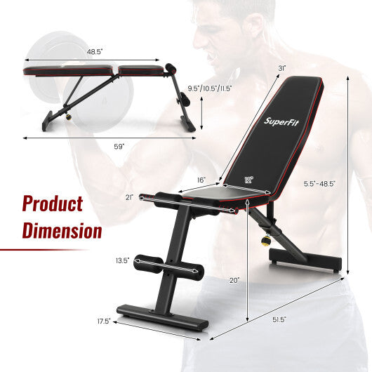 Adjustable Weight Bench Strength Training Bench for Full Body Workout W2B