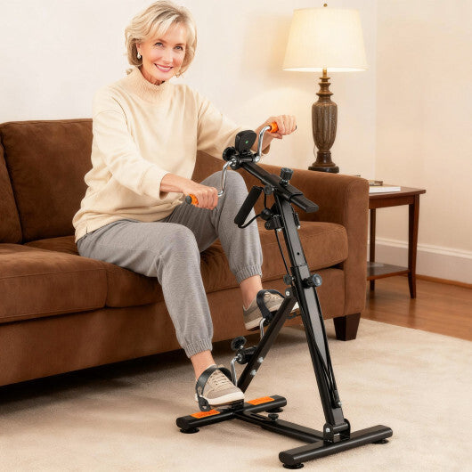 Pedal Exerciser with Adjustable Resistance for Arm and Leg Workout-Orange W2B