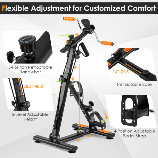 Pedal Exerciser with Adjustable Resistance for Arm and Leg Workout-Orange W2B