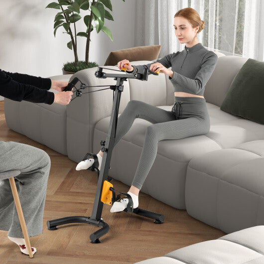 Pedal Exerciser with Adjustable Handgrip for Seniors-Yellow W2B