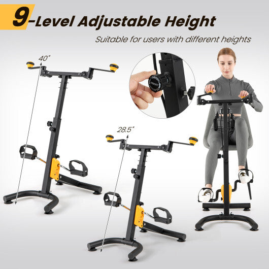 Pedal Exerciser with Adjustable Handgrip for Seniors-Yellow W2B