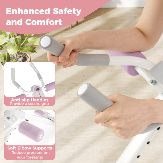 Adjustable Abdominal Trainer Ab Workout Machine Foldable Ab Cruncher-White W2B