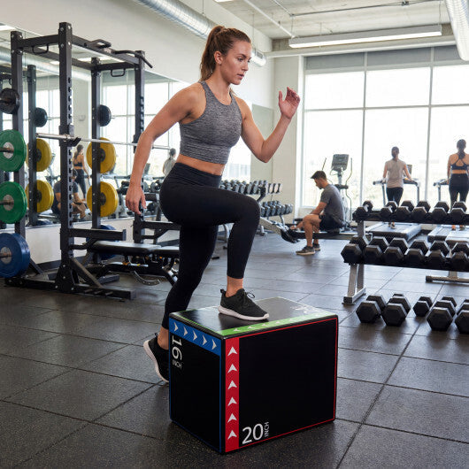 3-in-1 Plyometric Box 16 x 20 x 24 Inches Soft Plyo Jump Box W2B