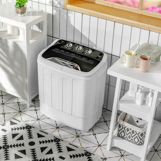 8 Lbs Compact Mini Twin Tub Washing Spiner Machine for Home and Apartment W2B