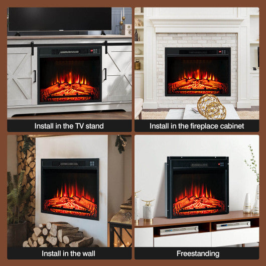 18 Inch Electric Fireplace Inserted with Adjustable LED Flame W2B