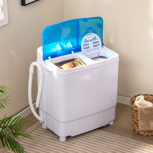 17.6 lbs Portable Washing Machine with Drain Pump-Blue W2B